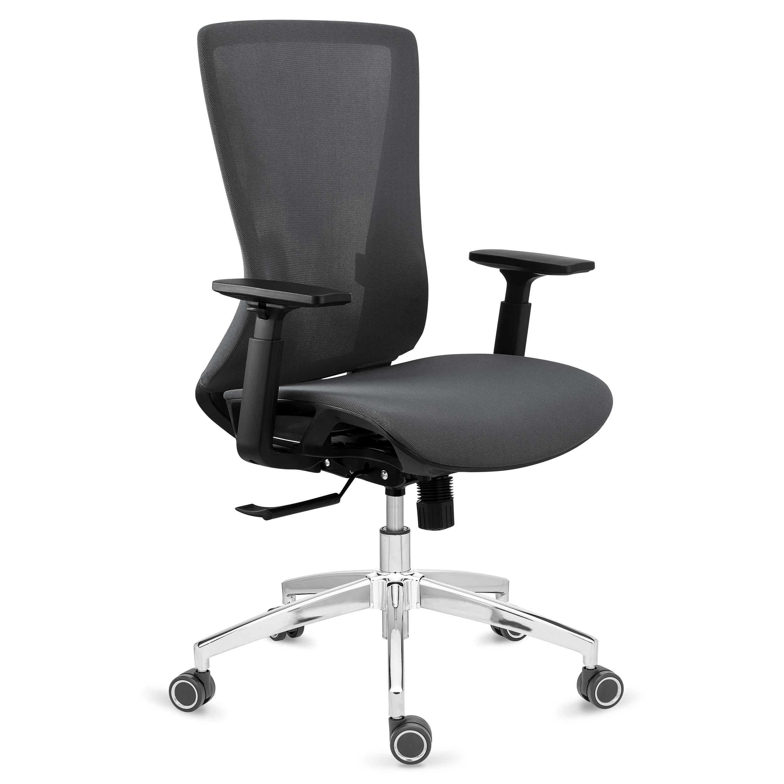 Cadeira Ergonómica EVANS, Uso Profissional 8H, Base Alumínio, Máxima Qualidade, Cinzento