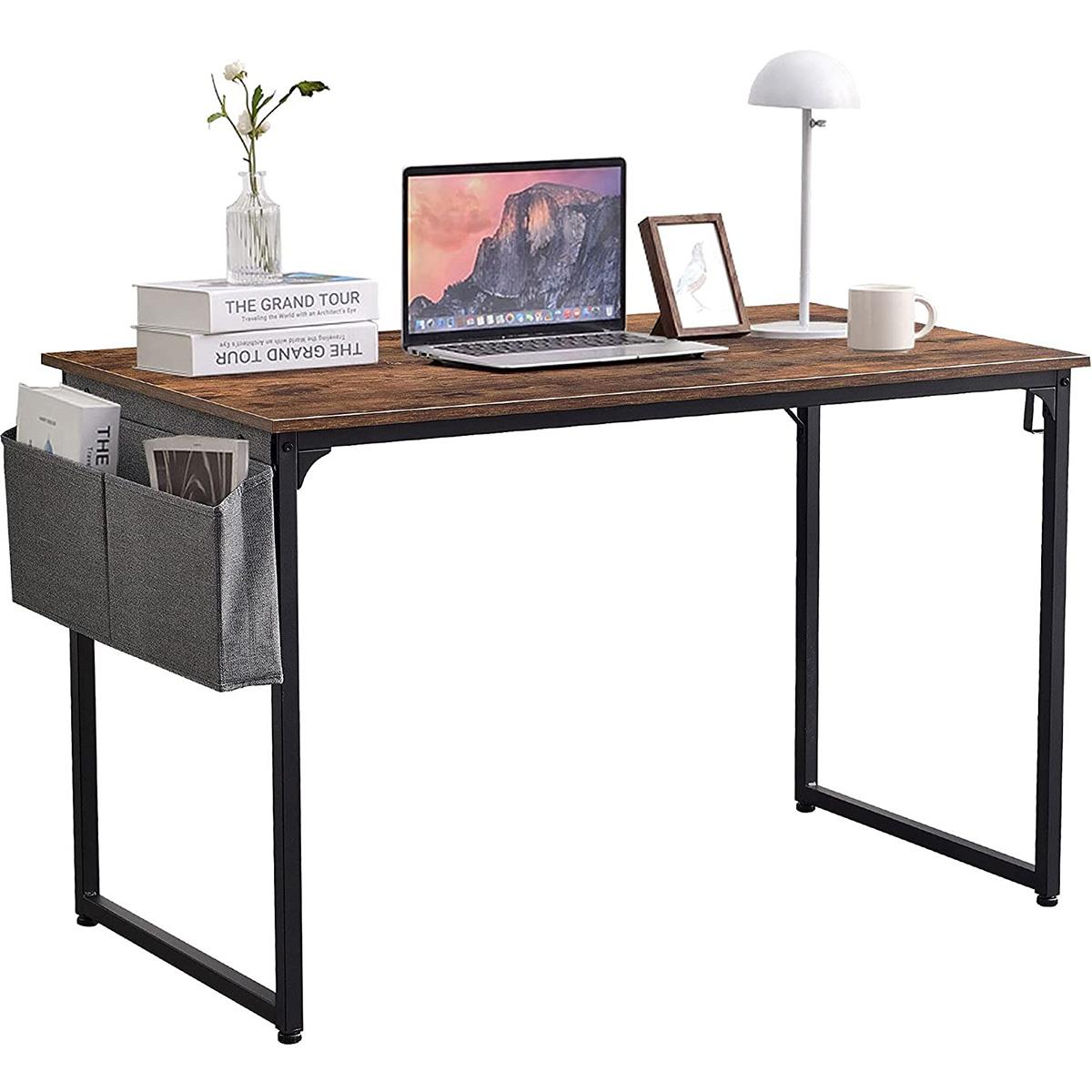 Mesa Para Computador ANET, 120x60x74 cm, Madeira e Metal, Cor Castanho Escuro