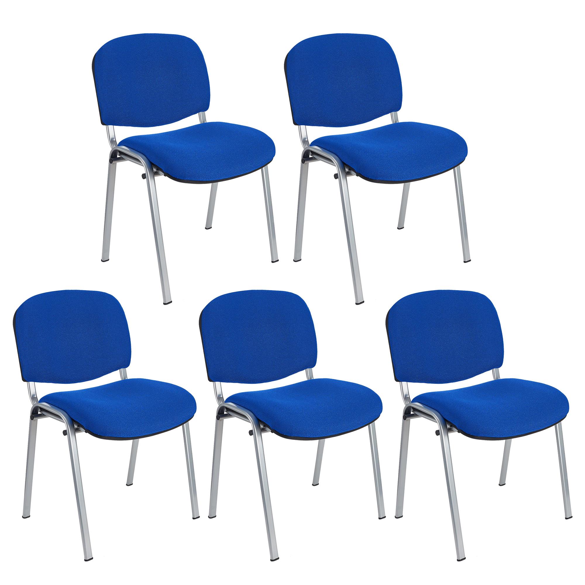 Lote 5 Cadeiras de Visita MOBY BASE, Confortável e Prática, Pernas Cinza, Cor Azul