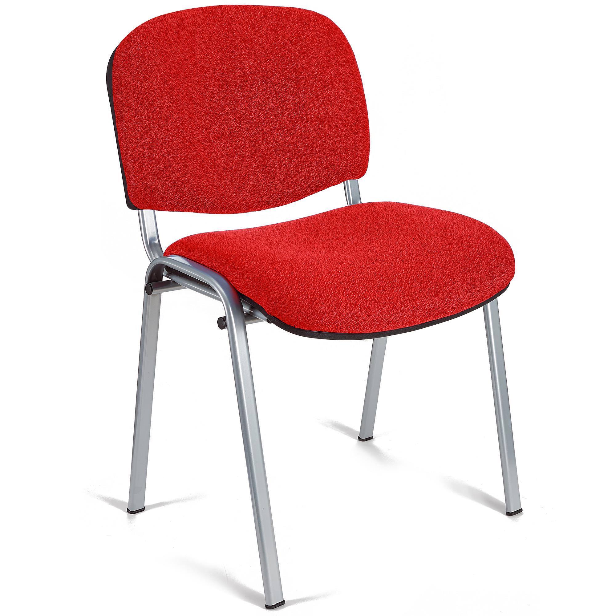 Cadeira de Visita MOBY BASE, Confortável e Prática, Pernas Cinza, Cor Vermelho
