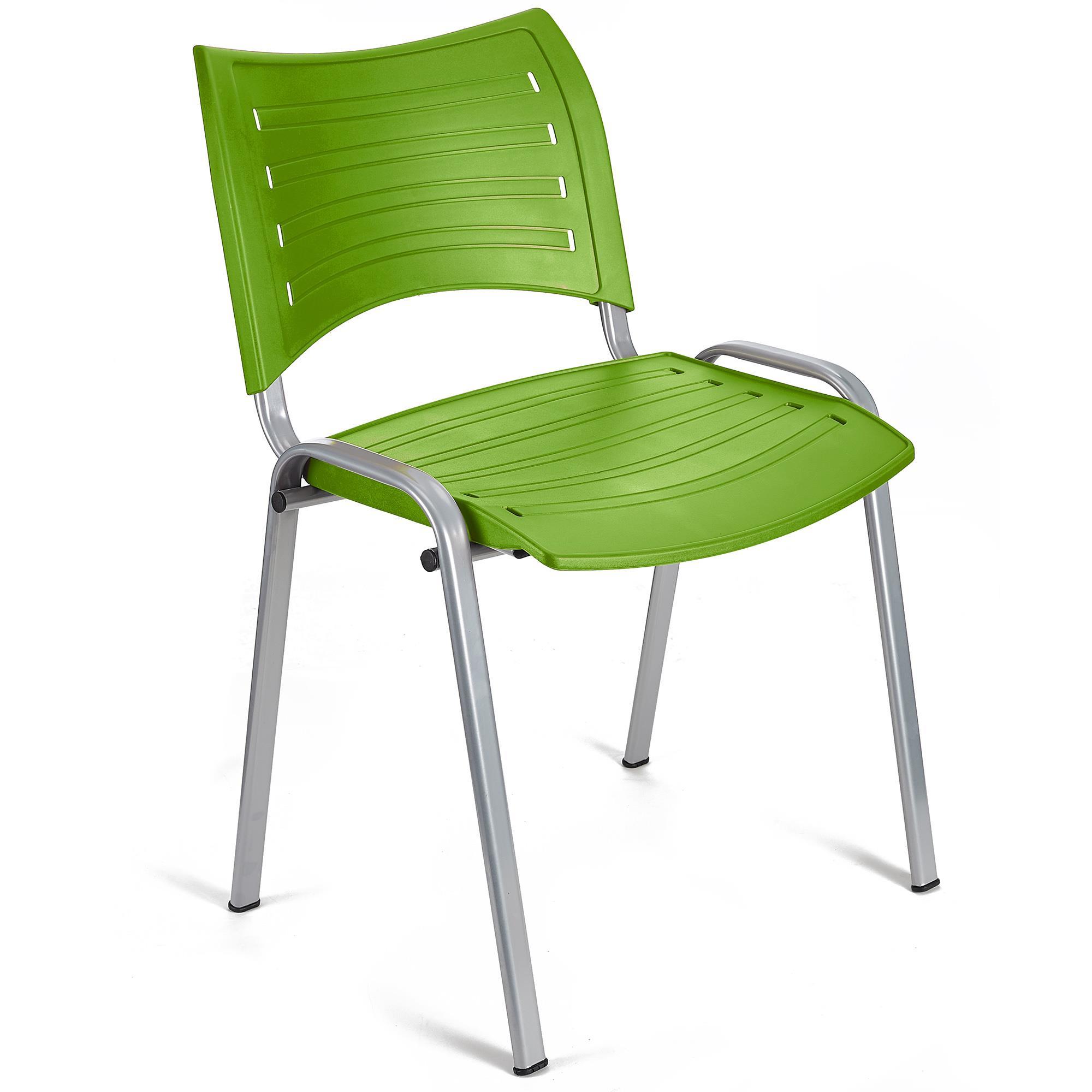 Cadeira de Visita ELVA, Empilhável e Prática, Confortável, Pernas Cinza, Cor Verde