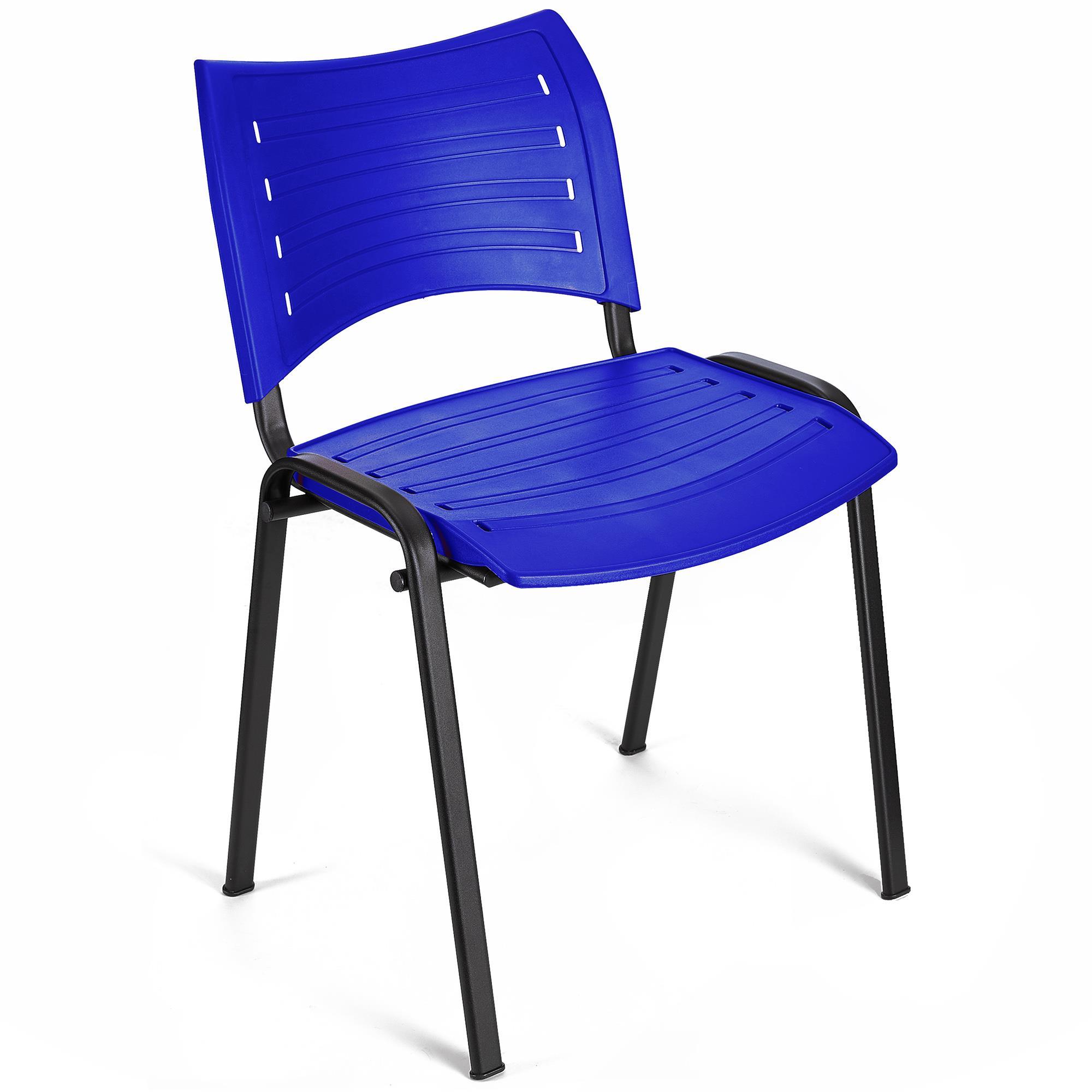 Cadeira de Visita ELVA, Empilhável e Prática, Confortável, Pernas Pretas, Cor Azul