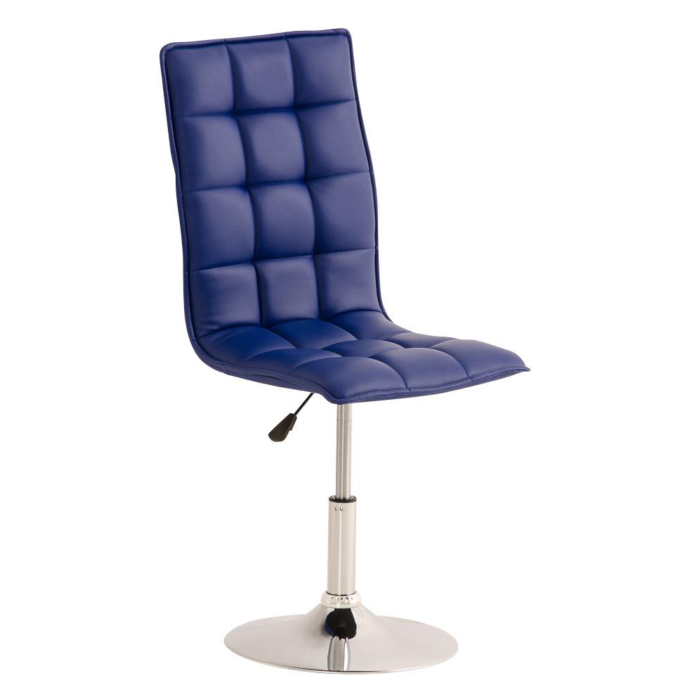 Cadeira de Visita BULGARI, Altura Ajustável, Base Metálica, Forrada Em Pele, Azul