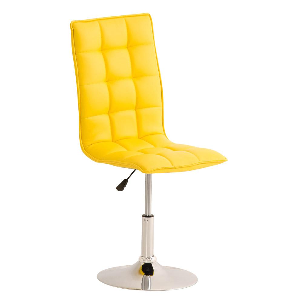 Cadeira de Visita BULGARI, Altura Ajustável, Base Metálica, Forrada Em Pele, Amarelo