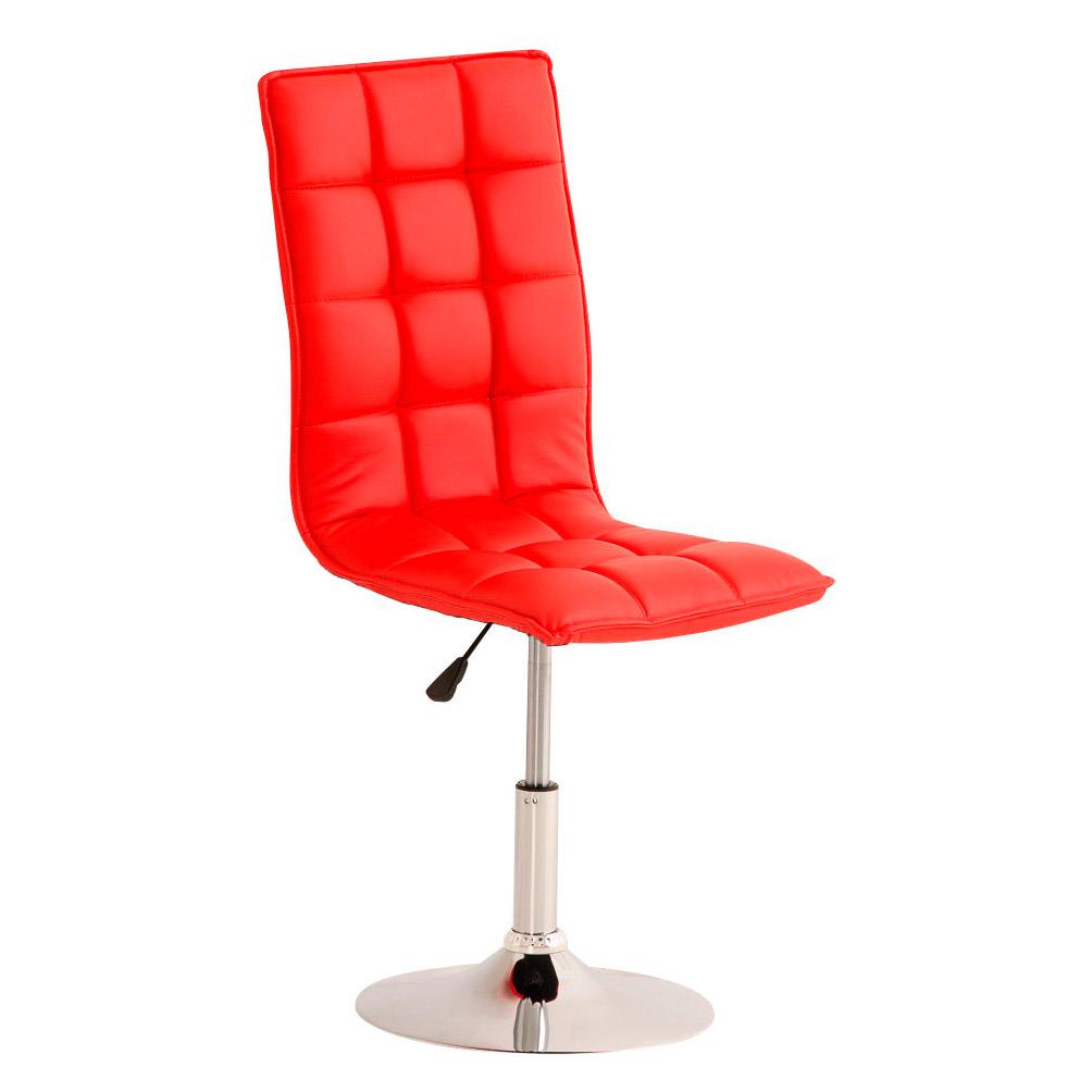 Cadeira de Visita BULGARI, Altura Ajustável, Base Metálica, Forrada Em Pele, Vermelho