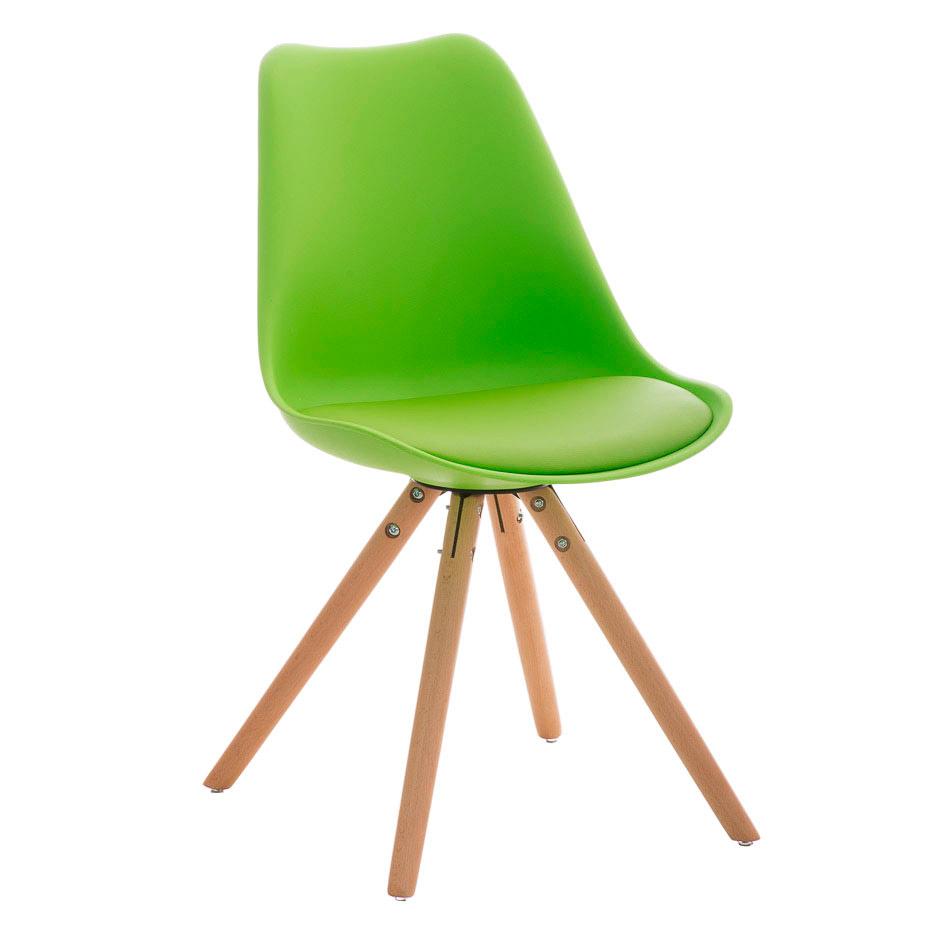 Cadeira de Visita ALMA, Design Exclusivo, Pernas Claras, Em Pele, Cor Verde