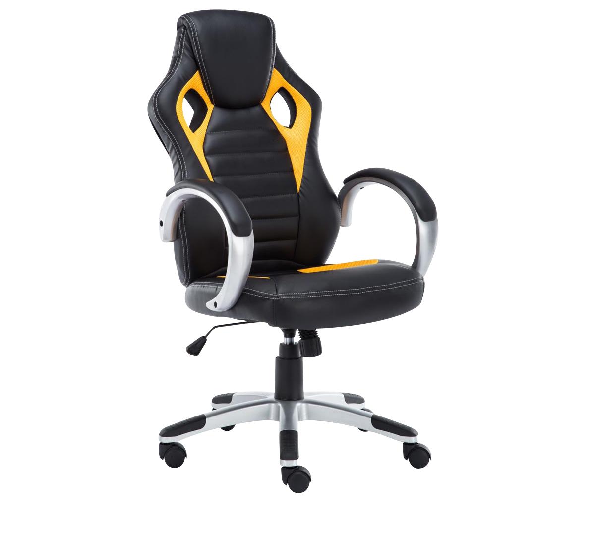 Cadeira Gaming ASCARI PRO, Design Desportivo e Máxima Comodidade, Pele e Pano, em Preto e Amarelo