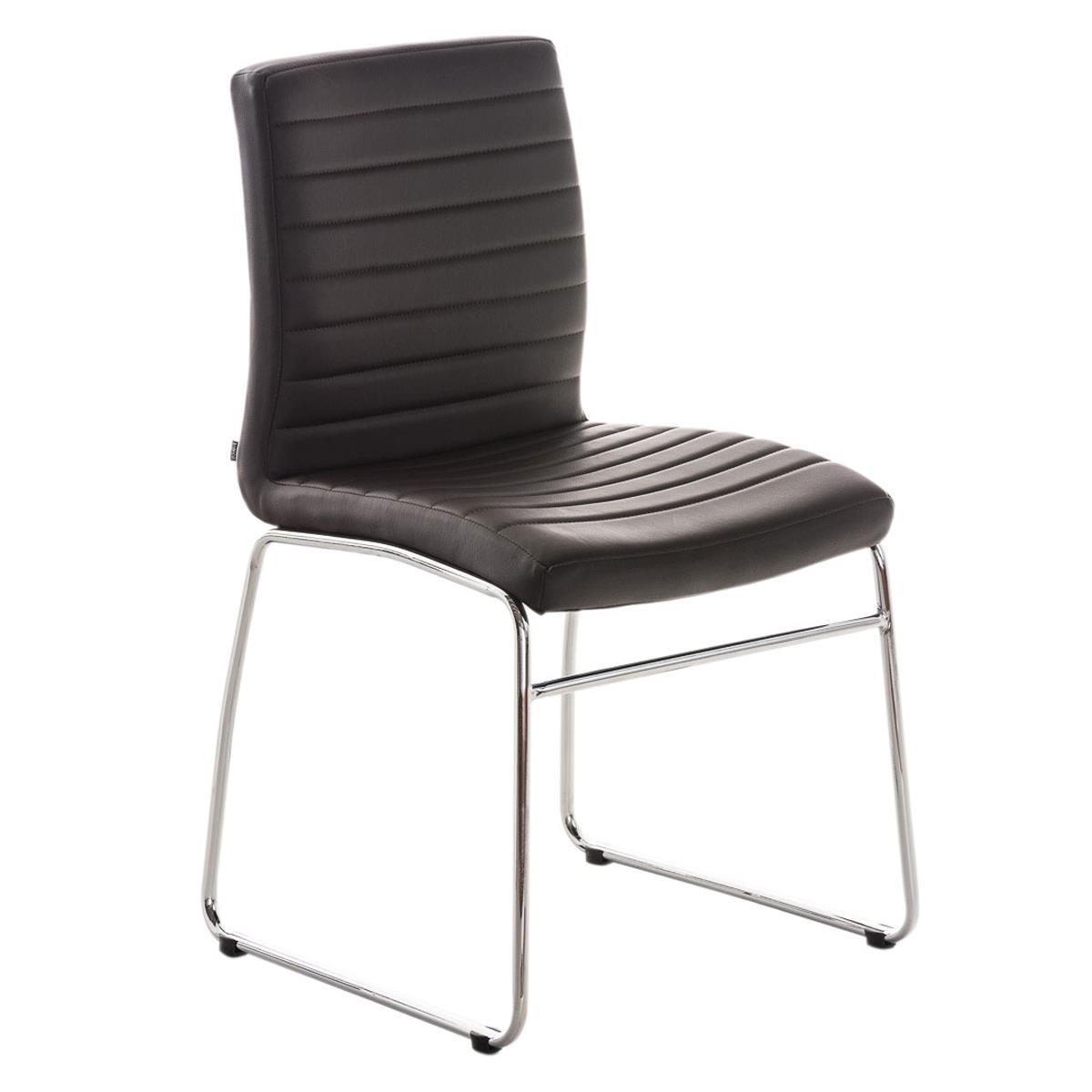 Cadeira de Visita LESA, Design Exclusivo, Acolchoado Extra com Costuras, Pele Cor Castanho