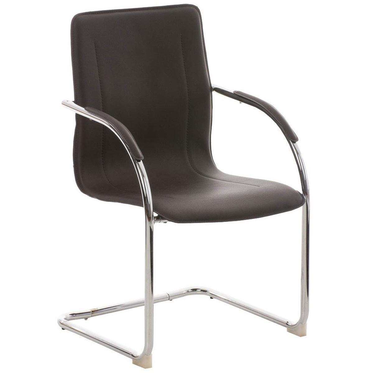 Cadeira de Visita FLAP, Estrutura Metálica, Design Moderno, Em Pele, Cor Castanho