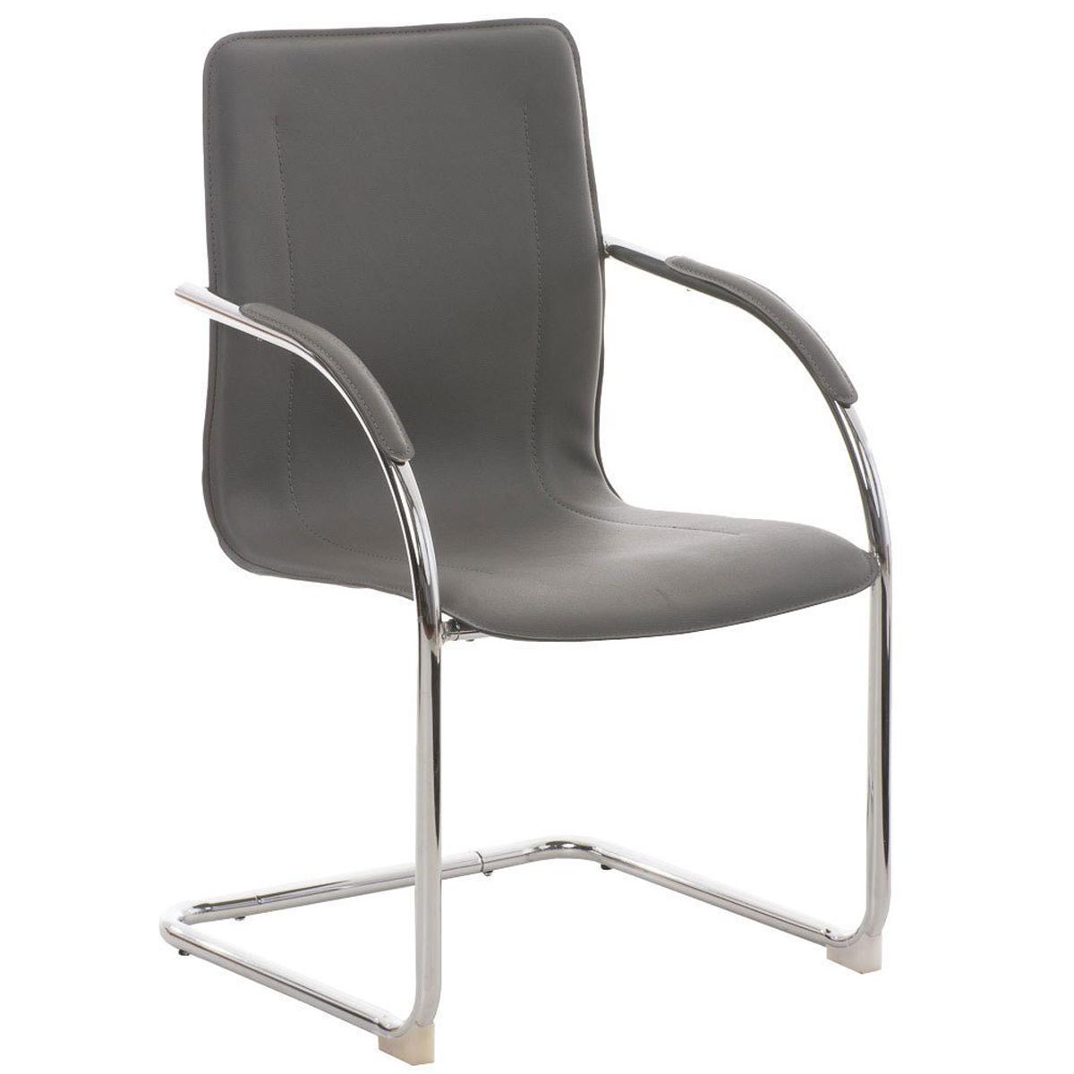 Cadeira de Visita FLAP, Estrutura Metálica, Design Moderno, Em Pele, Cor Cinzento