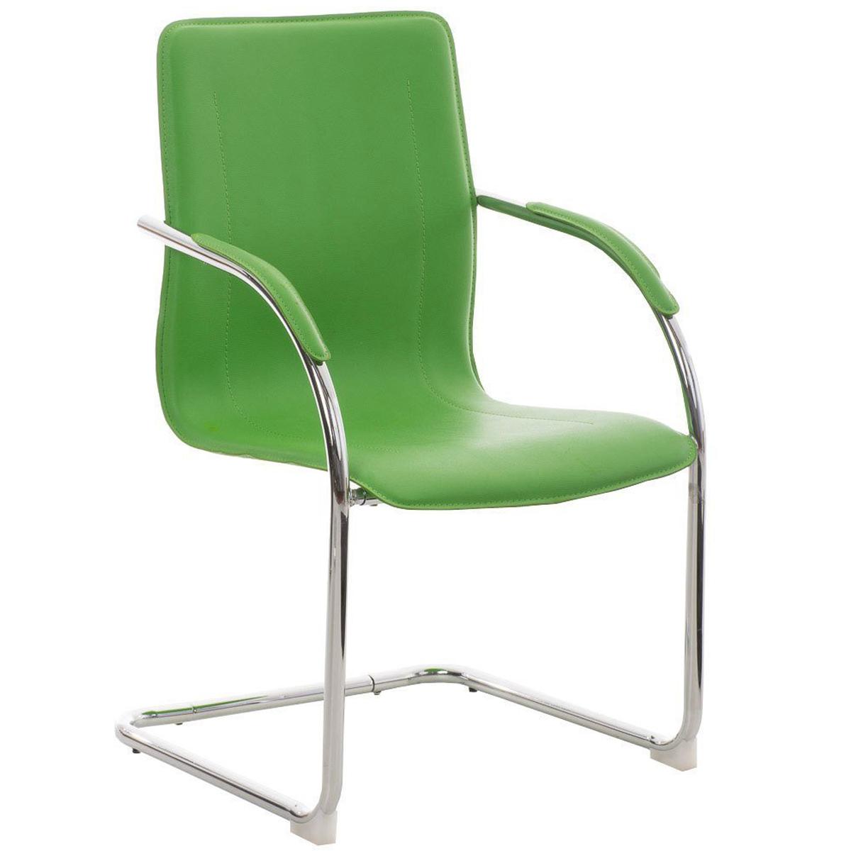 Cadeira de Visita FLAP, Estrutura Metálica, Design Moderno, Em Pele, Cor Verde