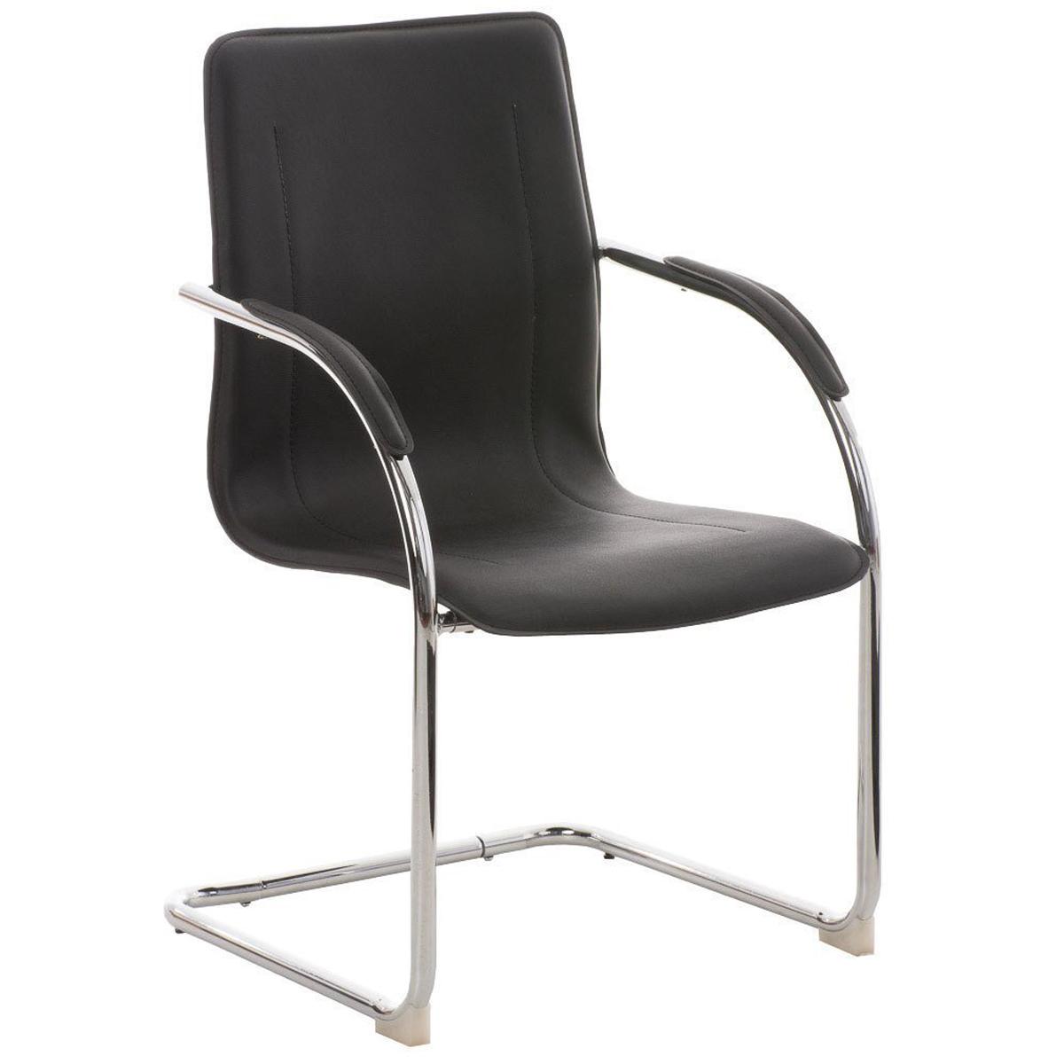 Cadeira de Visita FLAP, Estrutura Metálica, Design Moderno, Em Pele, Cor Preto