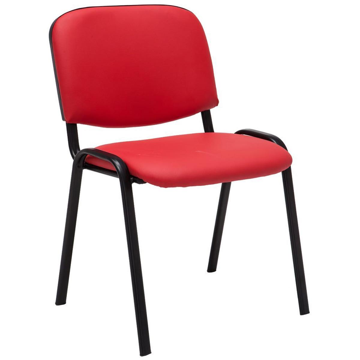 Cadeira de Visita MOBY PELE, Confortável e Prática, Pernas Pretas, Cor Vermelho
