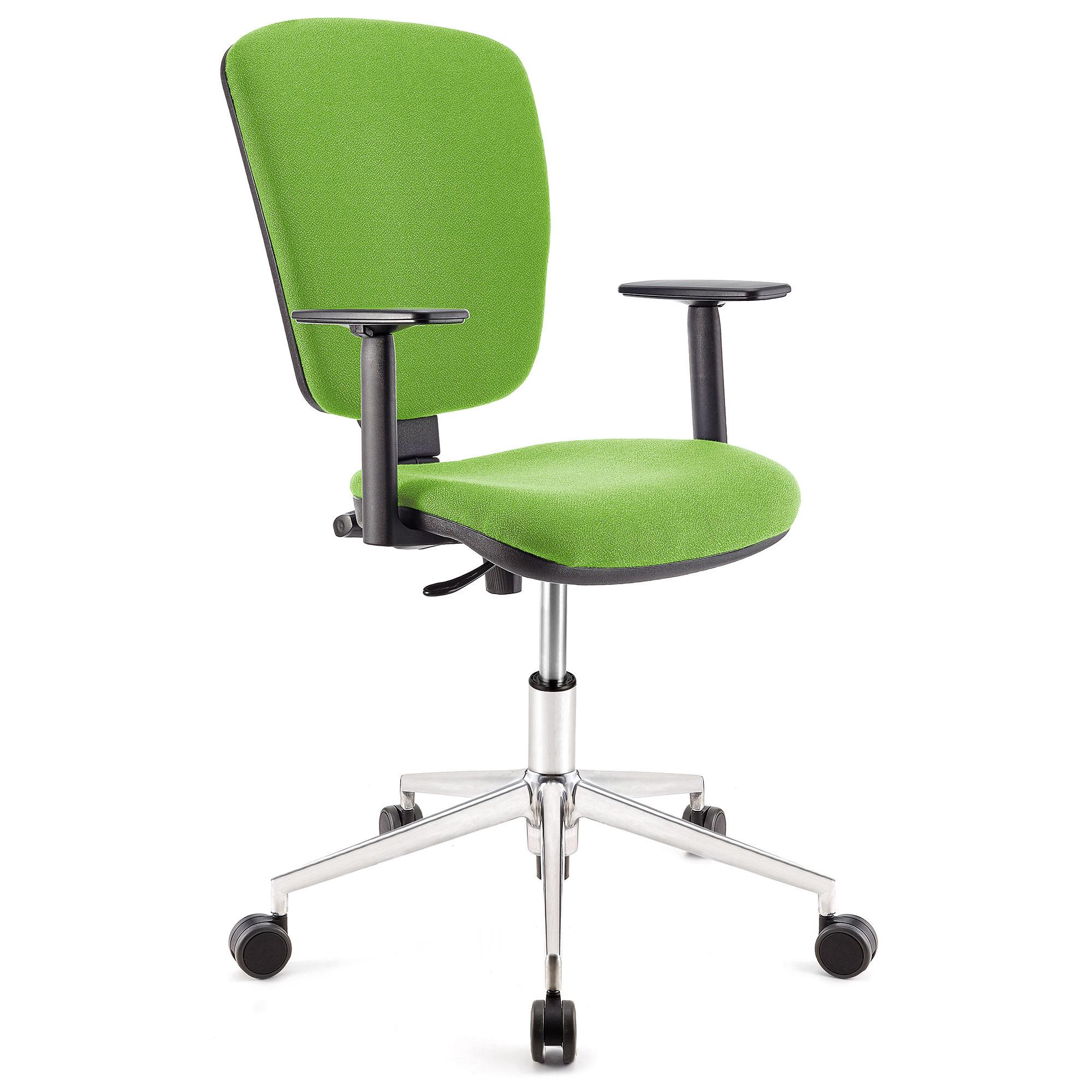 Cadeira de escritório CALIPSO PRO, Encosto e apoia braços Ajustáveis, Base Metálica, Em Pano Verde Lima