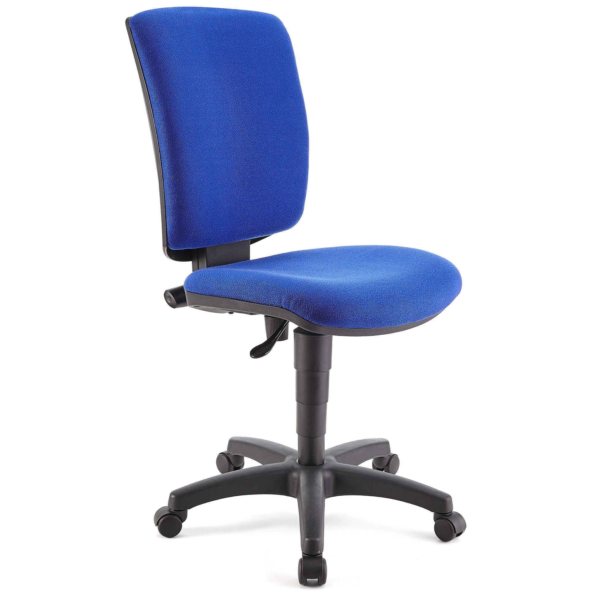 Cadeira de Escritório ATLAS SEM BRAÇOS, Encosto Ajustável, Bom Acolchoado, Em Pano Azul