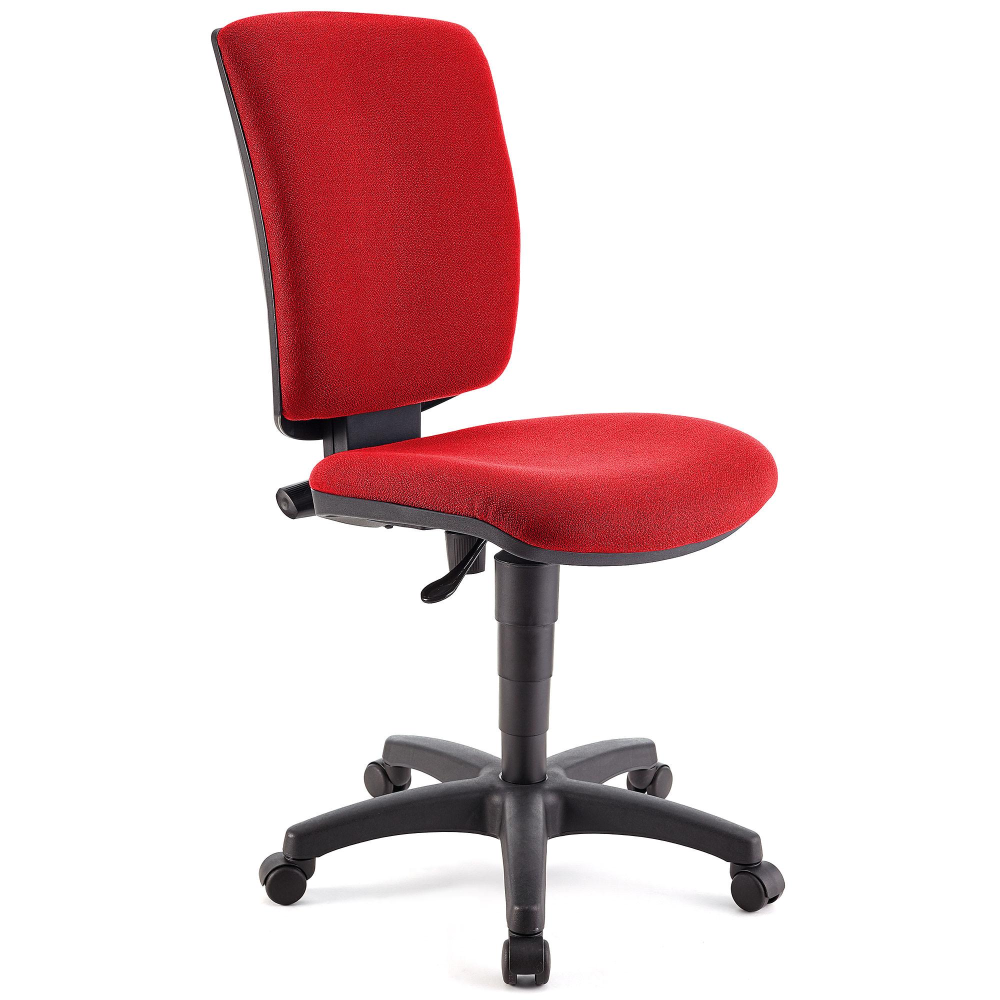 Cadeira de Escritório ATLAS SEM BRAÇOS, Encosto Ajustável, Bom Acolchoado, Em Pano Vermelha