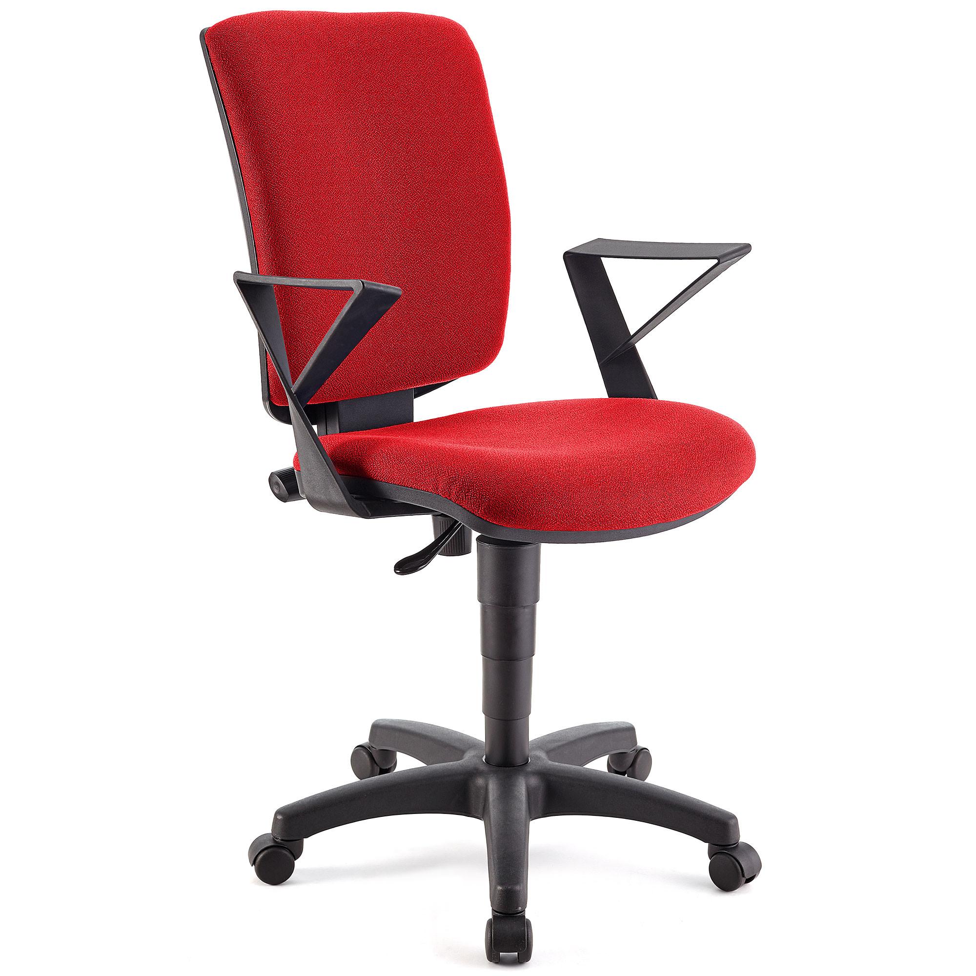 Cadeira de Escritório ATLAS, Encosto Ajustável, Bom Acolchoado, Em Pano Vermelha