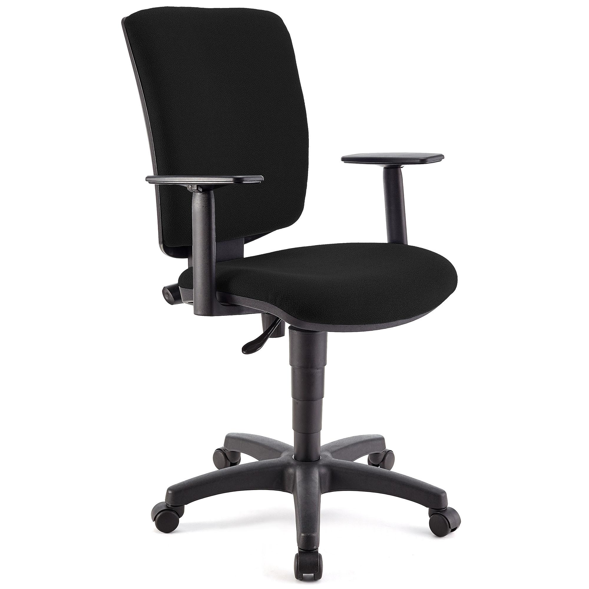 Cadeira de escritório ATLAS PLUS, Encosto e Braços Ajustáveis, Bom Acolchoado, Em Pano Preta