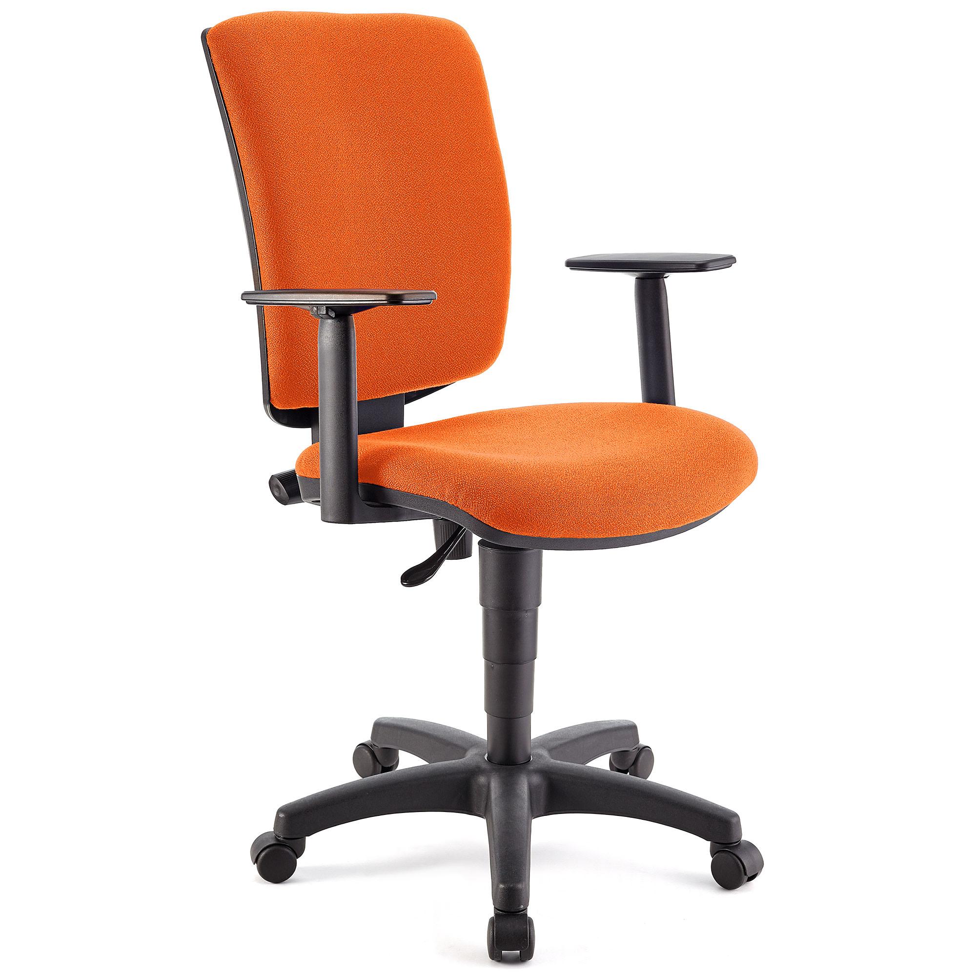 Cadeira de escritório ATLAS PLUS, Encosto e Braços Ajustáveis, Bom Acolchoado, Em Pano Laranja