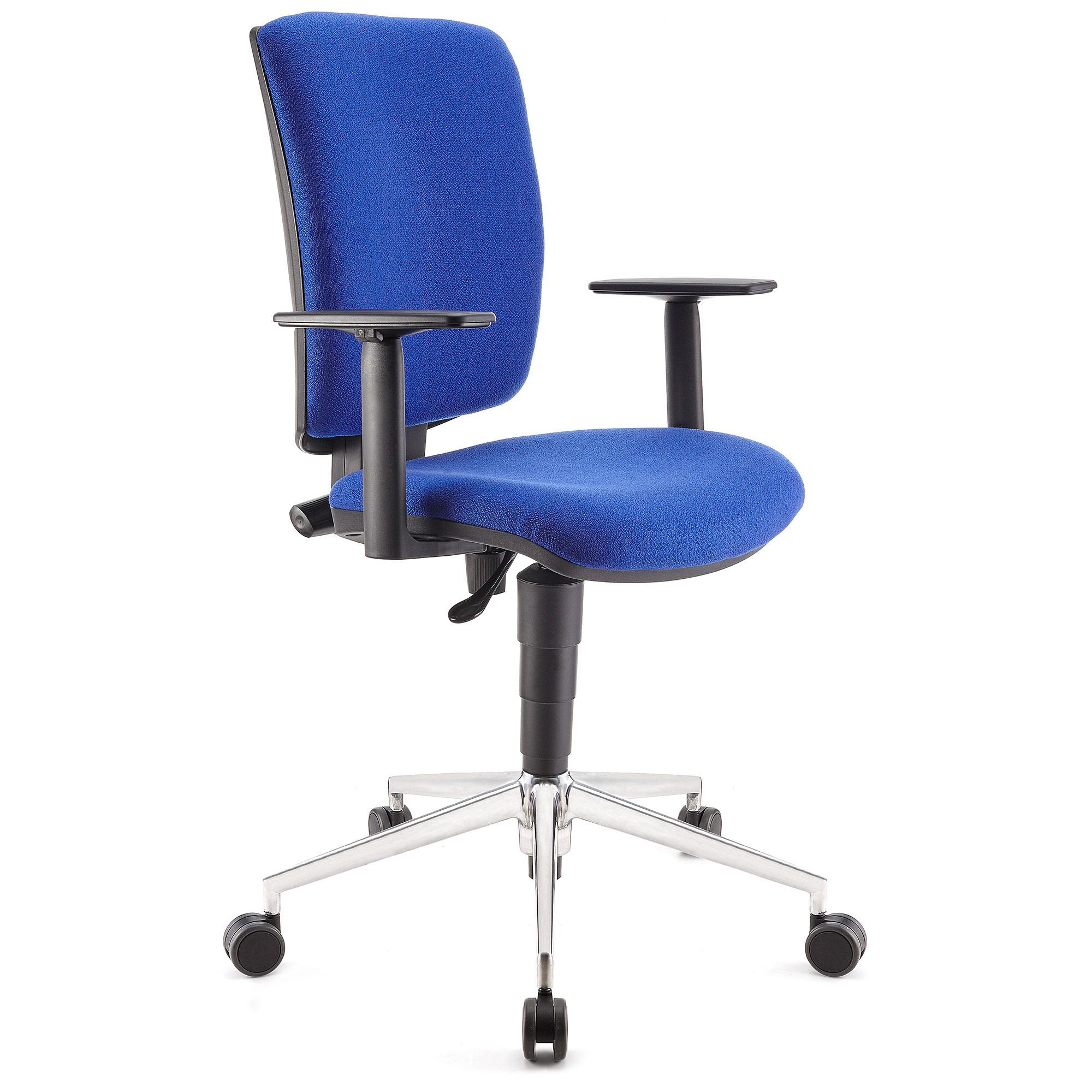 Cadeira de escritório  ATLAS PRO, Encosto e Braços Ajustáveis, Base Metálica, Em Pano Azul