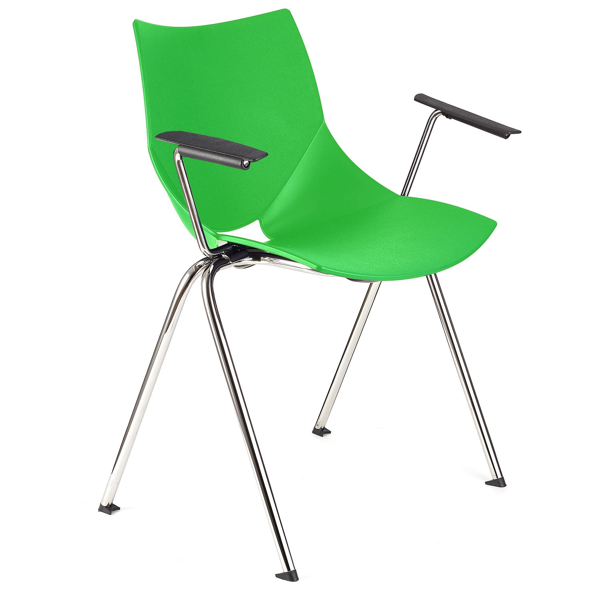 Cadeira de Visita AMIR COM BRAÇOS, Confortável e Prática, Empilhável, Cor Verde