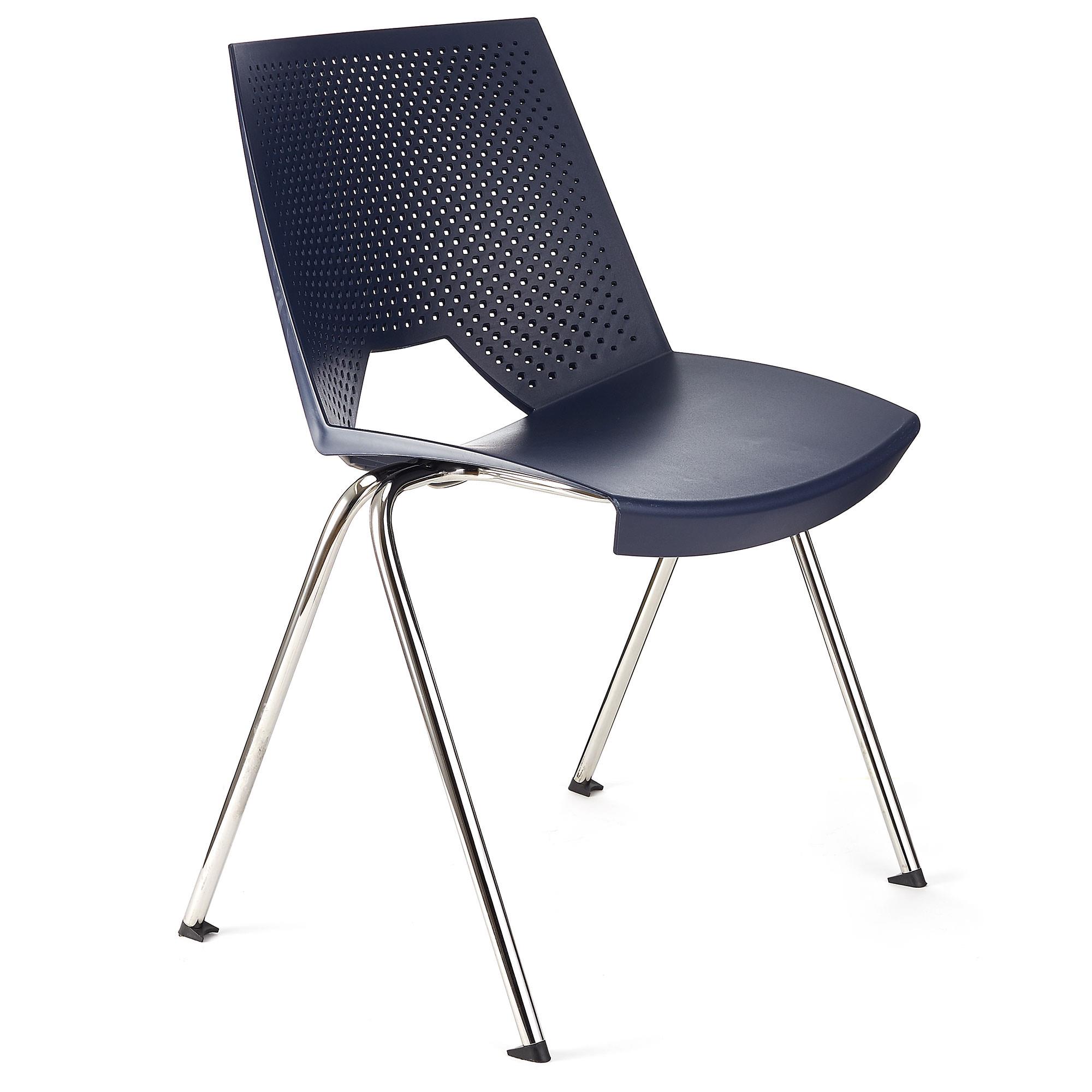 Cadeira de Visita ENZO, Confortável e Prática, Empilhável, Cor Azul