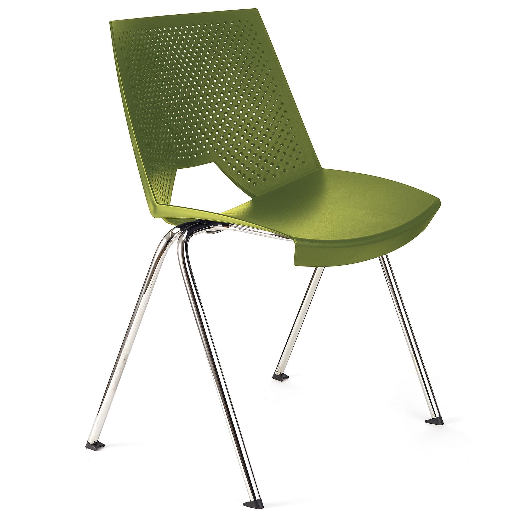 Cadeira de Visita ENZO, Confortável e Prática, Empilhável, Cor Verde