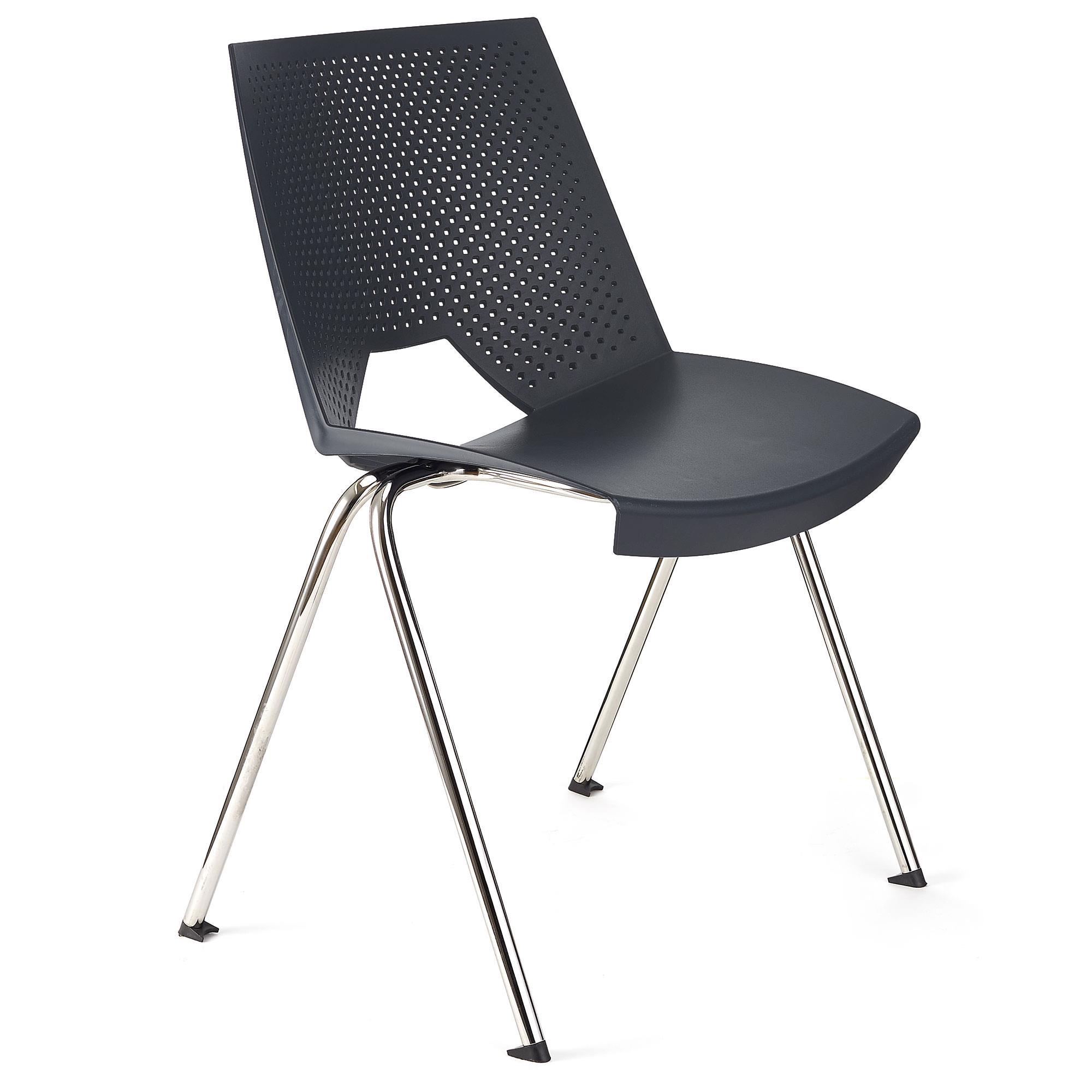 Cadeira de Visita ENZO, Confortável e Prática, Empilhável, Cor Cinzento