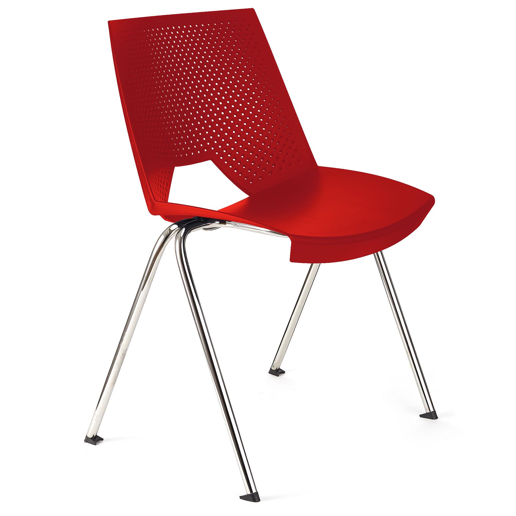 Cadeira de Visita ENZO, Confortável e Prática, Empilhável, Cor Vermelho