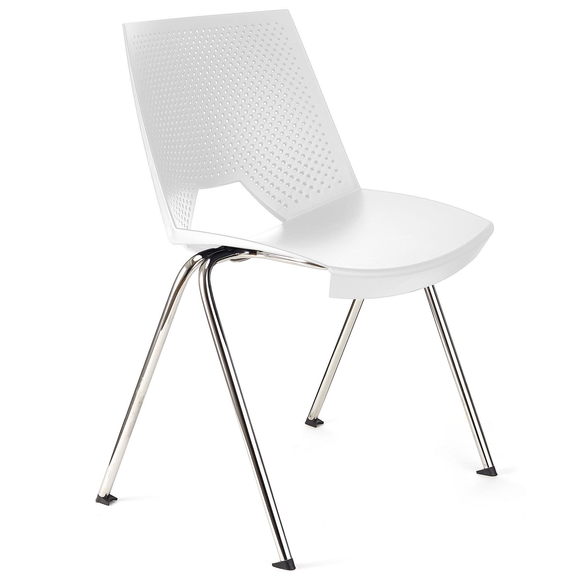 Cadeira de Visita ENZO, Confortável e Prática, Empilhável, Cor Branco