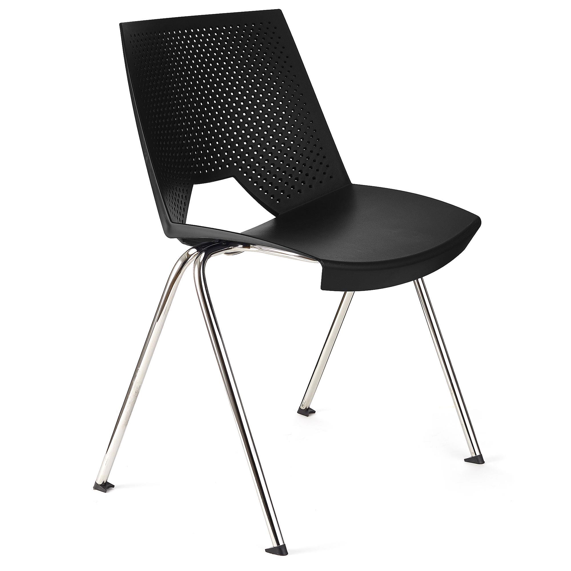 Cadeira de Visita ENZO, Confortável e Prática, Empilhável, Cor Preto
