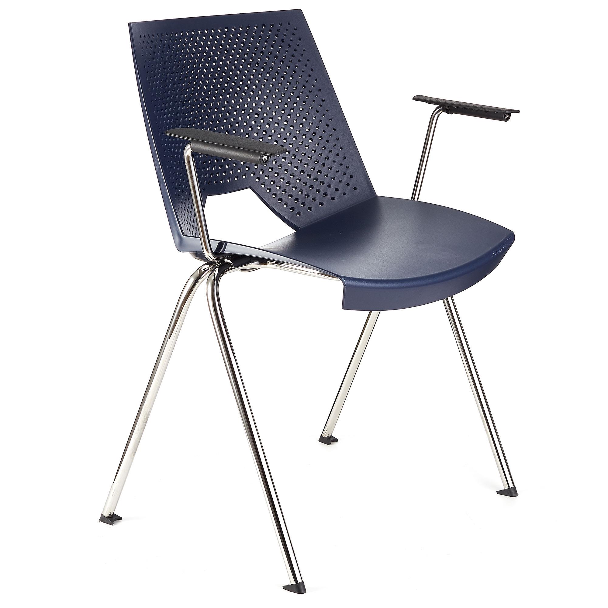 Cadeira de Visita ENZO COM BRAÇOS, Confortável e Prática, Empilhável, Cor Azul