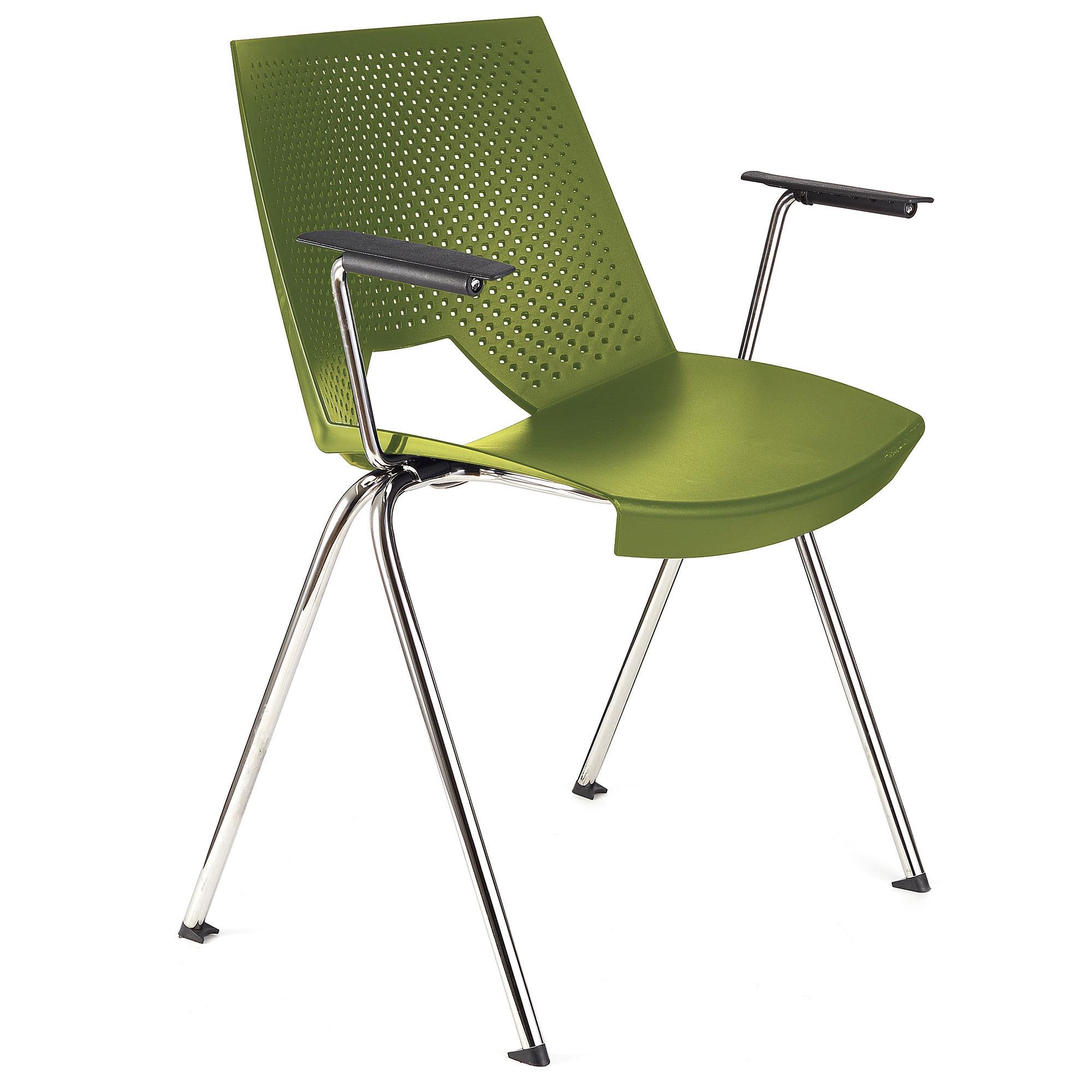 Cadeira de Visita ENZO COM BRAÇOS, Confortável e Prática, Empilhável, Cor Verde