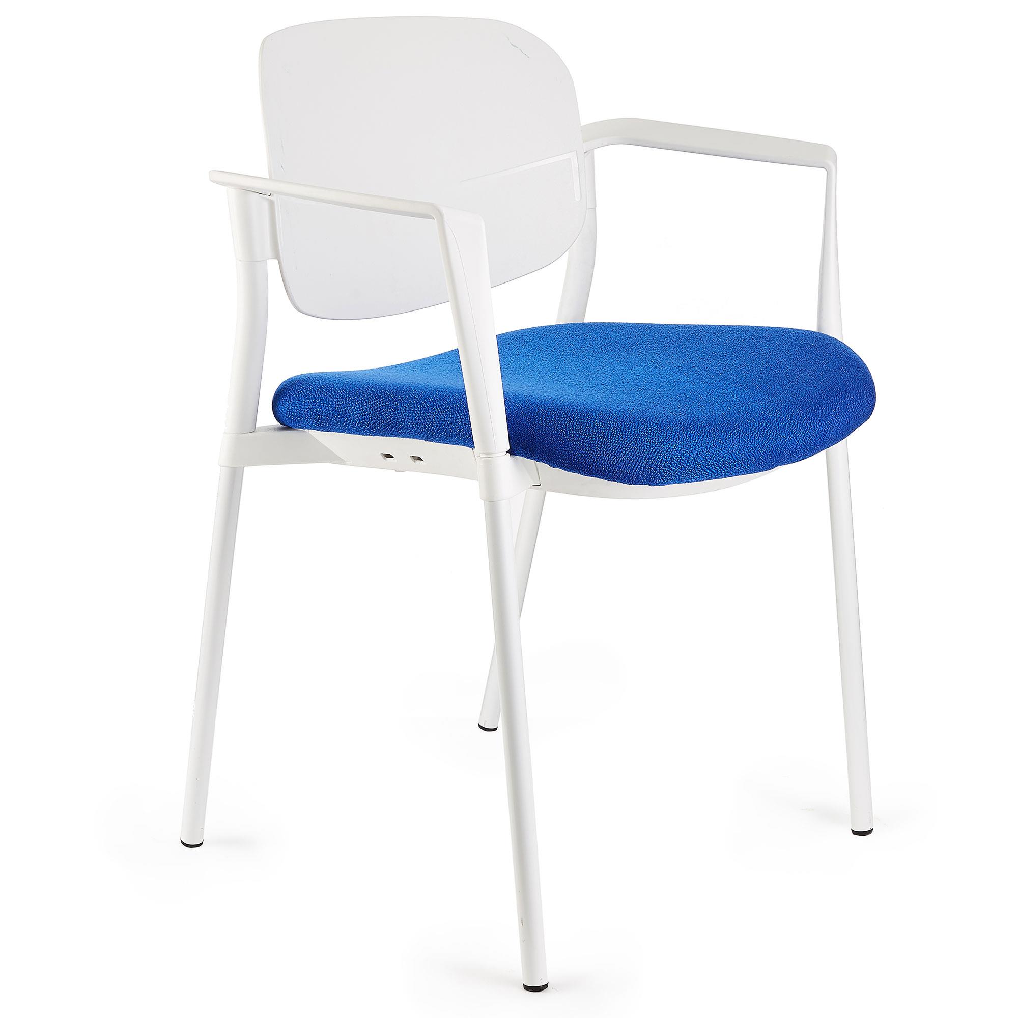 Cadeira de Visita ERIC COM BRAÇOS, Confortável e Empilhável, Cor Azul