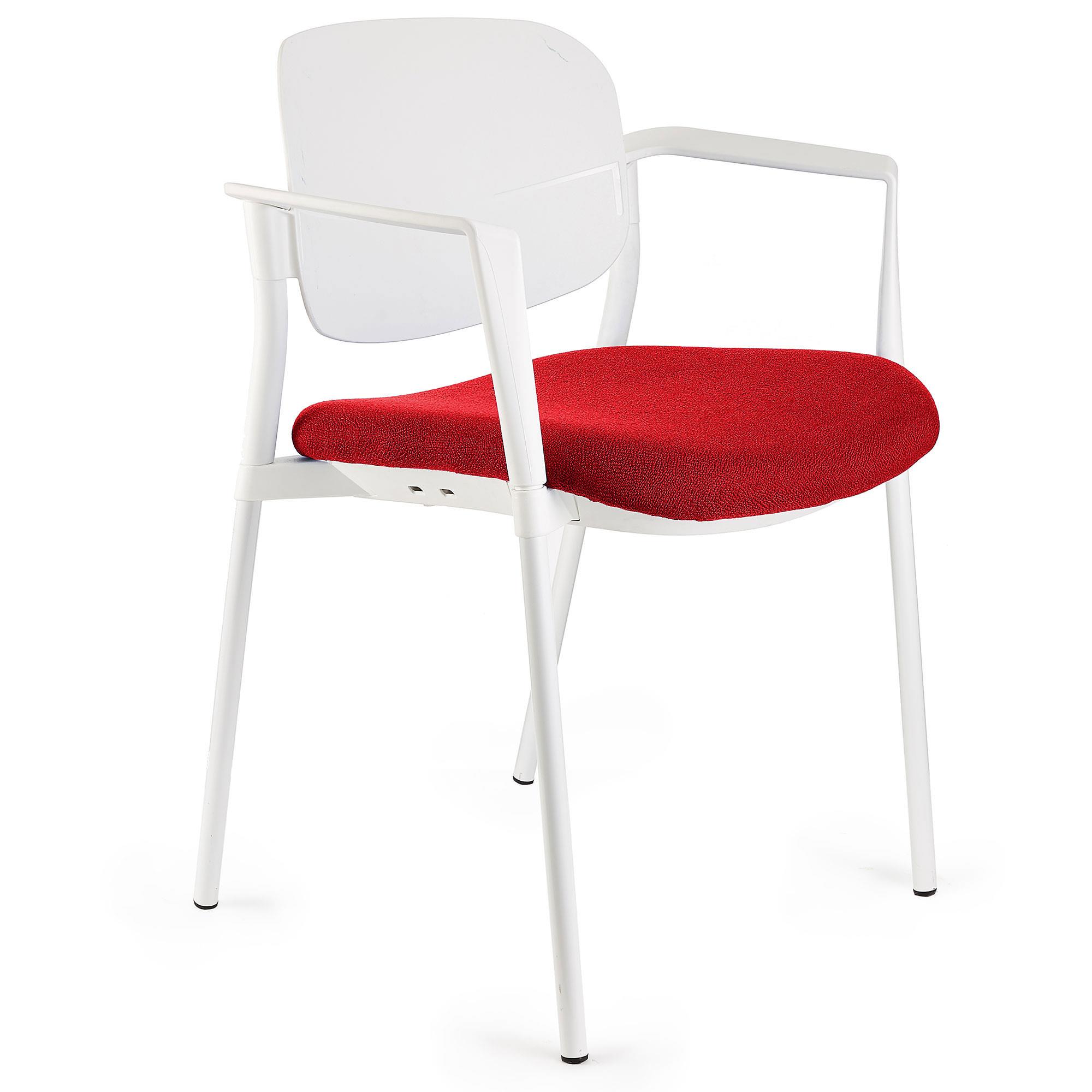 Cadeira de Visita ERIC COM BRAÇOS, Confortável e Empilhável, Cor Vermelho