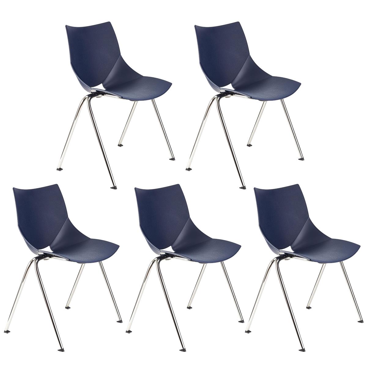 Lote 5 Cadeiras de Visita AMIR, Confortável e Prática, Empilhável, Cor Azul