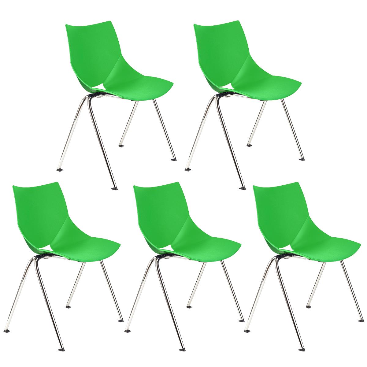 Lote 5 Cadeiras de Visita AMIR, Confortável e Prática, Empilhável, Cor Verde