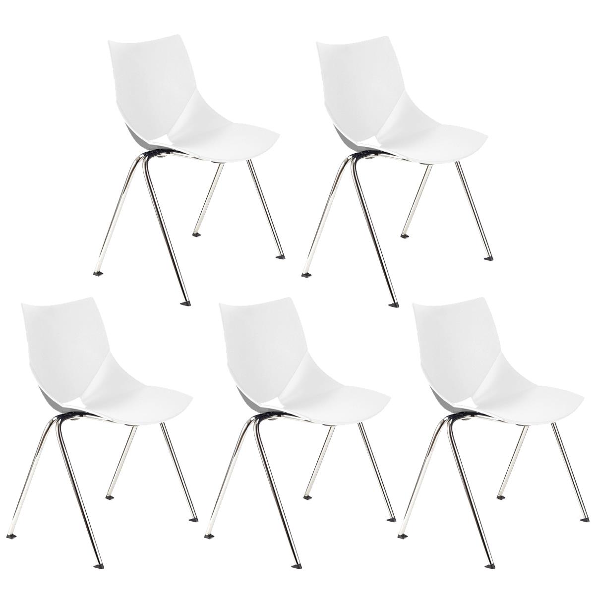 Lote 5 Cadeiras de Visita AMIR, Confortável e Prática, Empilhável, Cor Branco