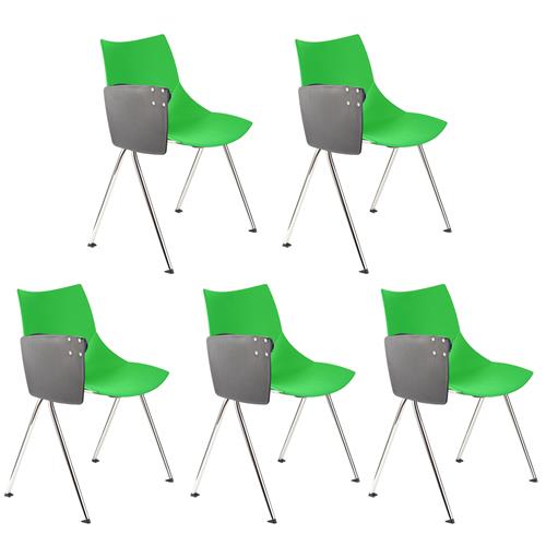 Lote 5 Cadeiras de Visita AMIR COM PALMATÓRIA, Confortável e Empilhável, Cor Verde