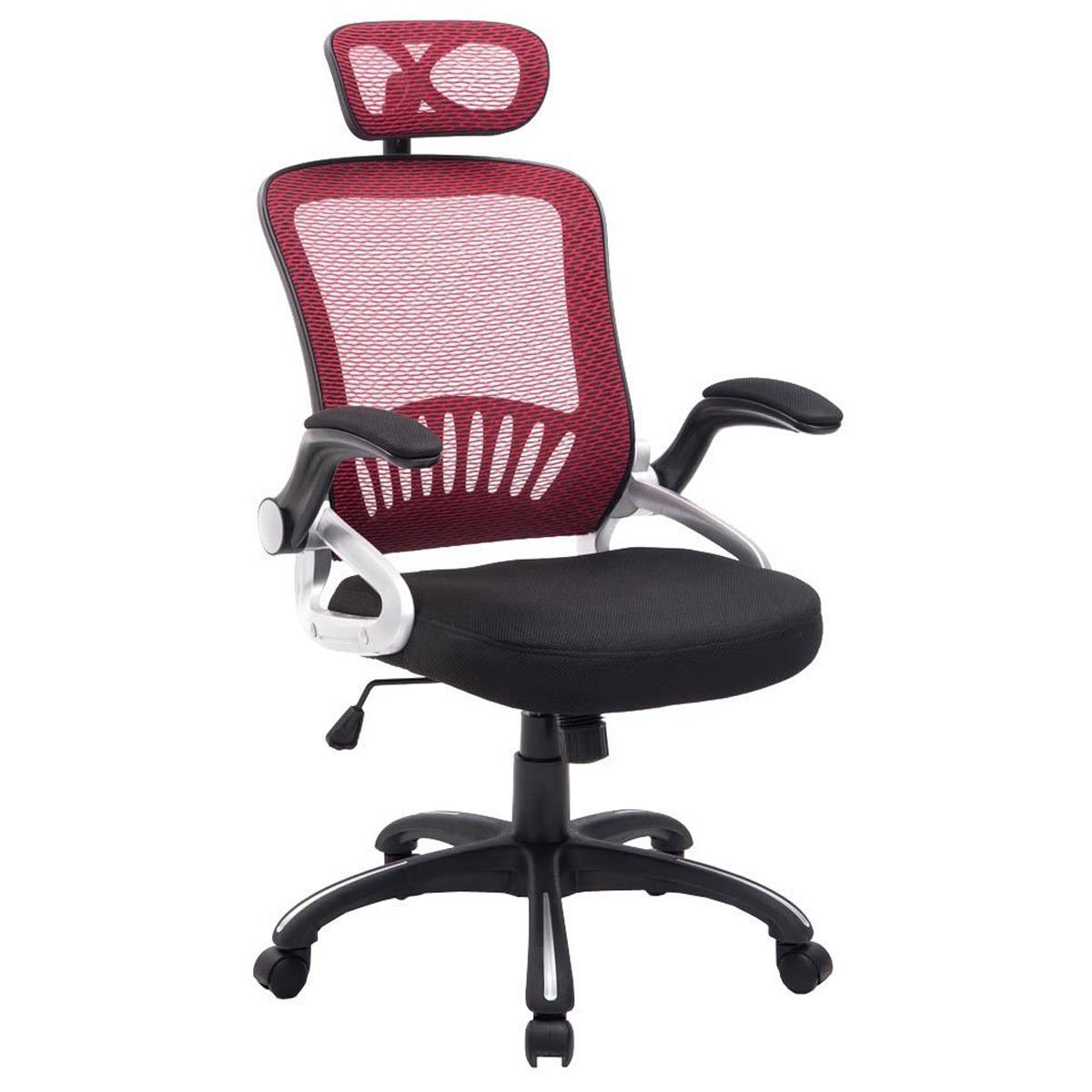 Cadeira Ergonômica SAMANA, Suporte Lombar, Cabeceira Regulável em Malha Transpirável, cor Vermelho/Preto