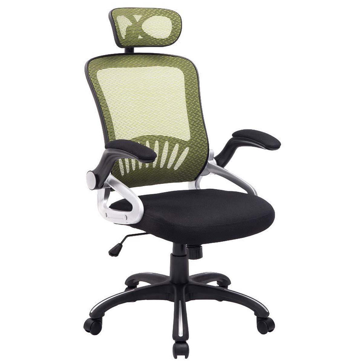 Cadeira Ergonômica SAMANA, Suporte Lombar, Cabeceira Regulável em Malha Transpirável, cor Verde/Preto