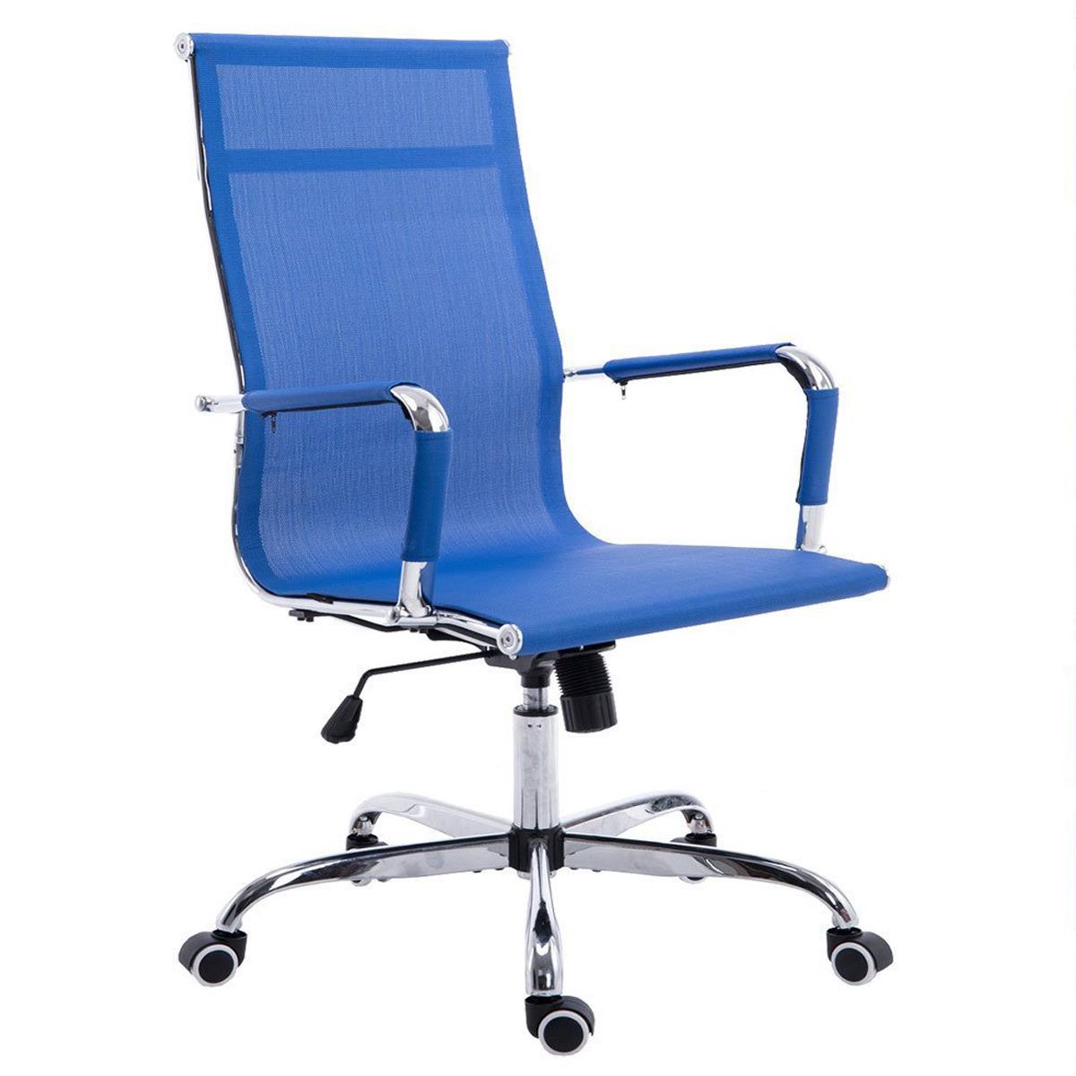 Cadeira de escritório ITALICA, Estrutura Metálica, Bonito Design em Malha Transpirável cor Azul