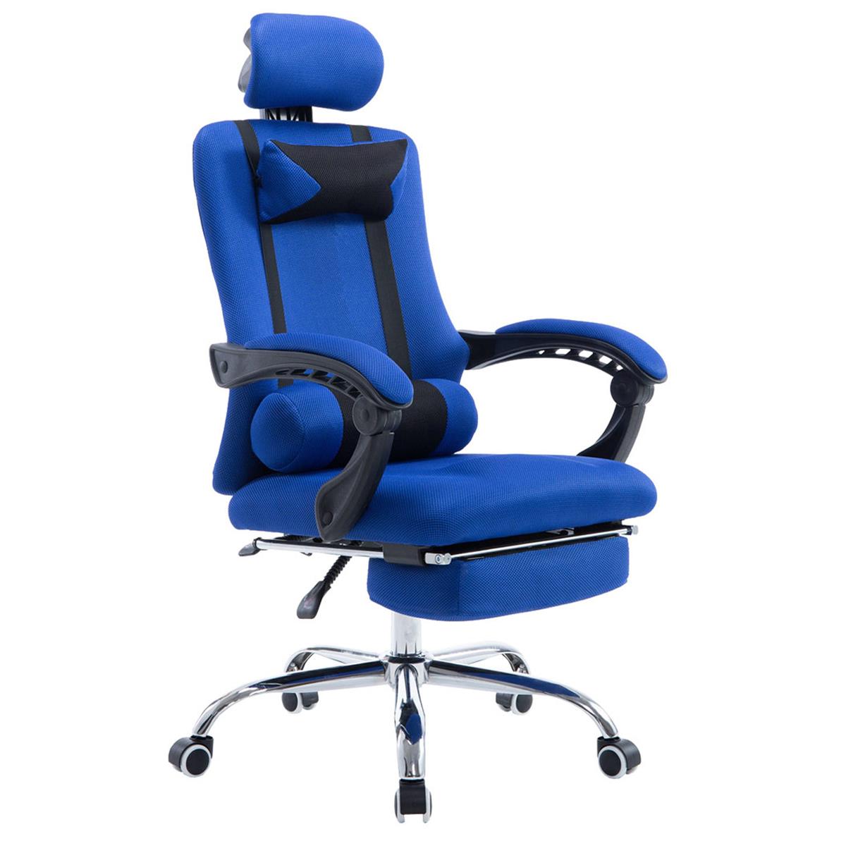 Cadeiras Gaming ANTARES, Reclinável, Apoia Pés Extensível, Malha Respirável, Cor Azul