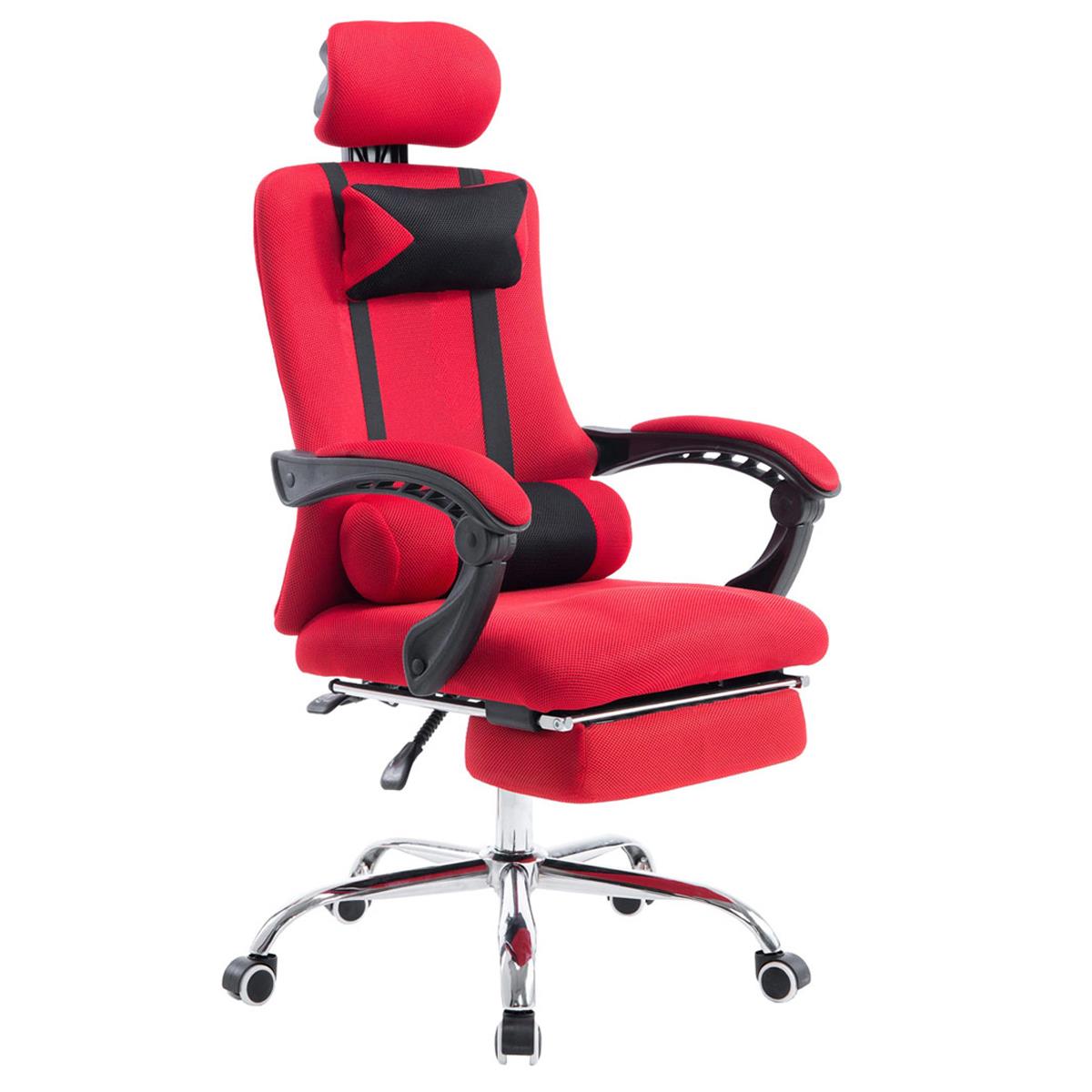 Cadeiras Gaming ANTARES, Reclinável, Apoia Pés Extensível, Malha Respirável, Cor Vermelho
