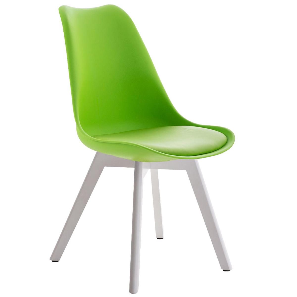 Cadeira de Visita BOSFORO, Estrutura Resistente, Pernas Brancas, Em Pele, Cor Verde