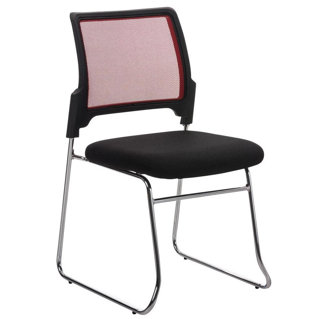 Cadeira de Visita CRANTON, Empilhável, Estrutura Metálica, Malha Respirável, Vermelho