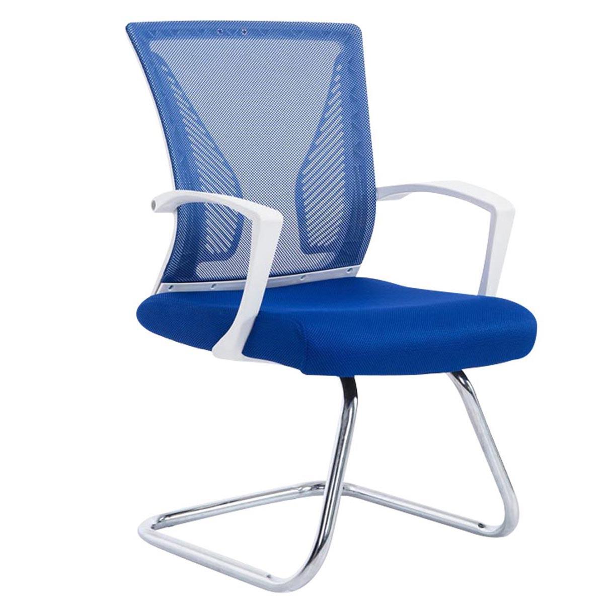 Cadeira de Visita CUBA V, Estrutura Metálica, Malha Respirável, Cor Azul