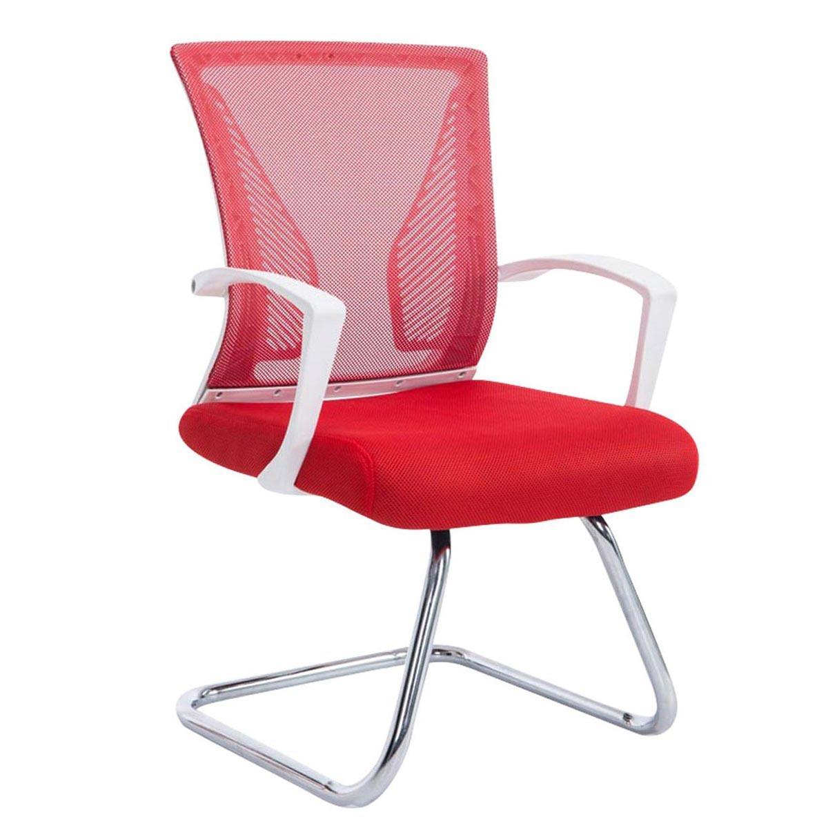 Cadeira de Visita CUBA V, Estrutura Metálica, Malha Respirável, Cor Vermelho