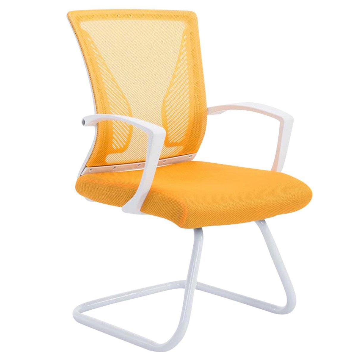 Cadeira de Visita CUBA WHITE V, Estrutura Metálica, Malha Respirável, Amarelo