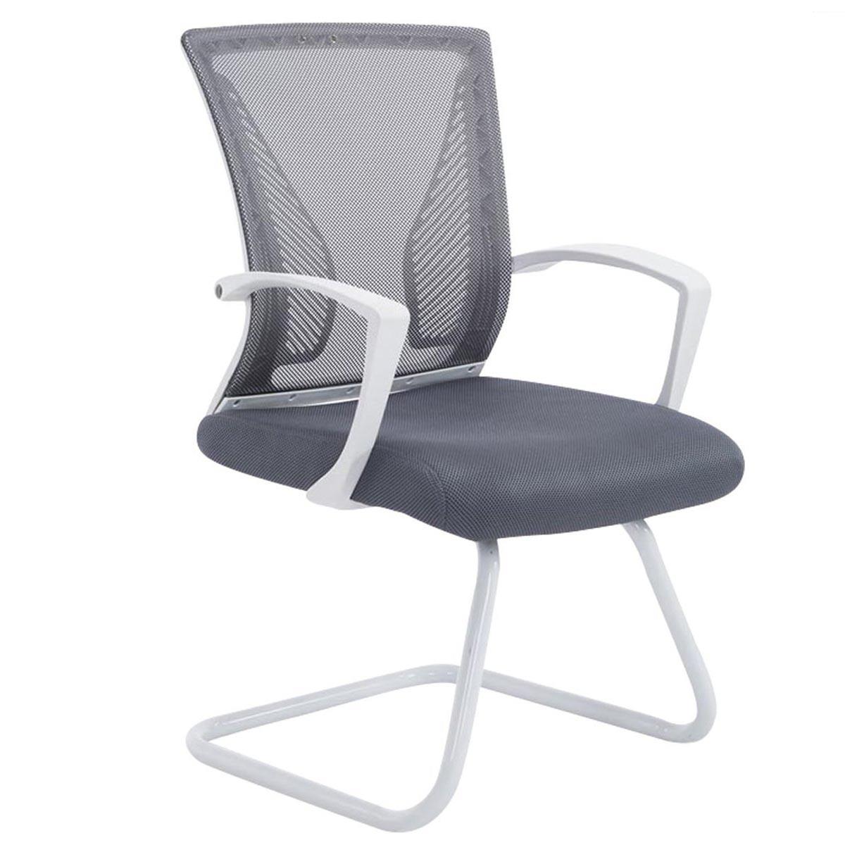 Cadeira de Visita CUBA WHITE V, Estrutura Metálica, Malha Respirável, Cinzento
